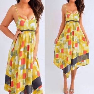 Simply Vera vera wang Yellow Assymetrical Hemline Handkerchief Style Dress